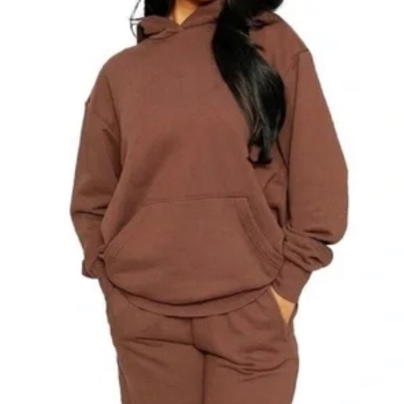 Naked Wardrobe Chocolate Hoodie Sweatshirt with Kangaroo Pocket Size 1X - Picture 3 of 3
